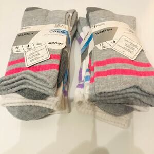 SPORT Round Clock Crew Socks Women Size 9-11 Gray Cotton 3 Pairs